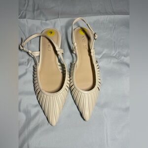 SOLD NWOT Nine West Pointy Toe Slingback Flats Size 9M White Patent Leatherette